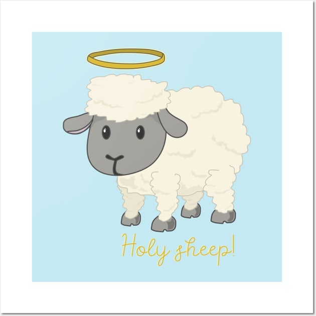 Holy Sheep Cute Fluffy Animal Wall Art by Punderstandable